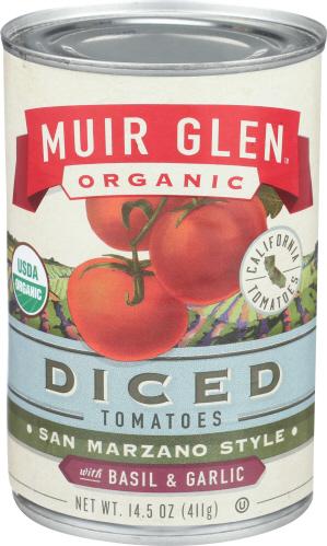 Muir Glen Tomato Diced Bsl Garlic - 14.5 Oz (12 Units)