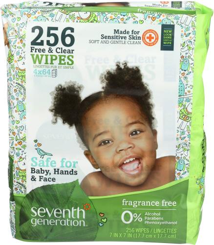 Seventh Generation Baby Wipes Refill Fr&Clr - 256 Ct (3 Units)