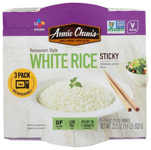 Annie Chuns Rice White Sticky 3Pk - 22.2 Oz (6 Units)