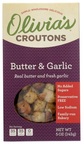 Olivias Croutons Crouton Butter & Garlic - 5 Oz (6 Units)
