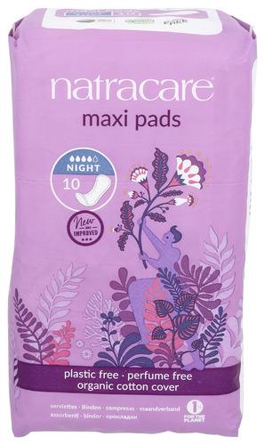 Natracare Pads Night Time Maxi - 10 Pc (1 Units)