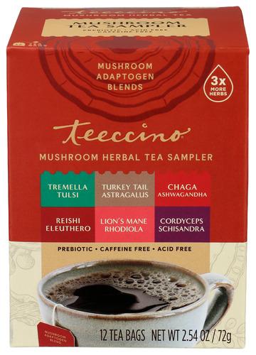 Teeccino Tea Samplr Mushrm Herbal - 12 Bg (6 Units)
