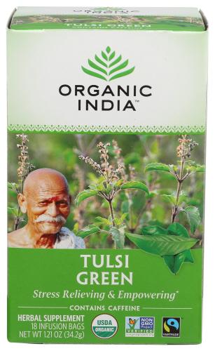 Organic India Tea Tulsi Green - 18 Bg (6 Units)