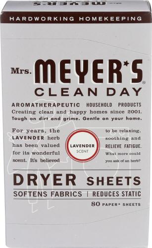 Mrs Meyers Clean Day Dryer Sheet Lavender - 80 Pc (12 Units)