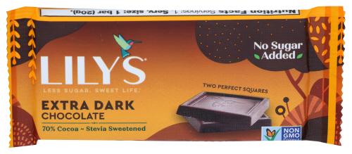 Lilys Sweets Dark Chocolate Bar 70 - 0.7 Oz (18 Units)