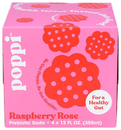 Poppi Soda Prbtc Raspberry Rose 4Pk - 48 Fo (6 Units)