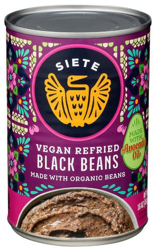 Siete Refried Black Beans - 16 Oz (12 Units)