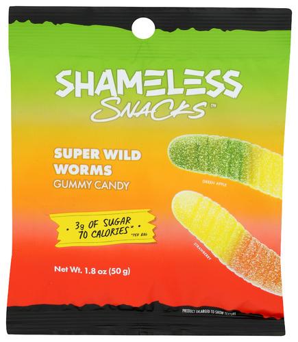 Shameless Snacks Gummy Super Wild Worms - 1.8 Oz (6 Units)