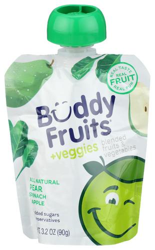 Buddy Fruits Fruit Pch Spinach Pear - 3.2 Oz (18 Units)