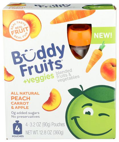 Buddy Fruits Fruit Pch Peach Crrt 4Pk - 12.8 Oz (6 Units)