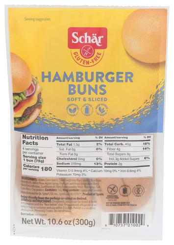 Schar Buns Hamburger - 10.6 Oz (4 Units)