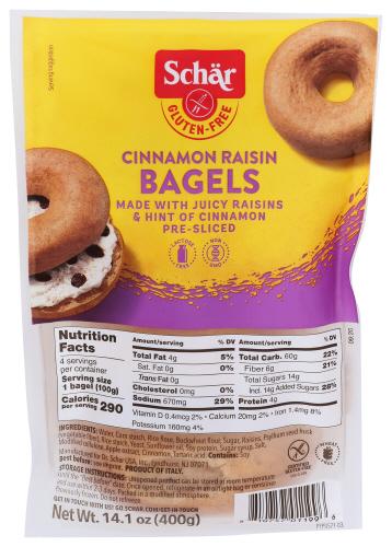 Schar Bagel Cinnamon - 14.1 Oz (4 Units)