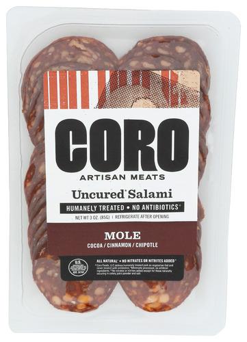 Coro Foods Salami Mole Uncured Slcd - 3 Oz (12 Units)