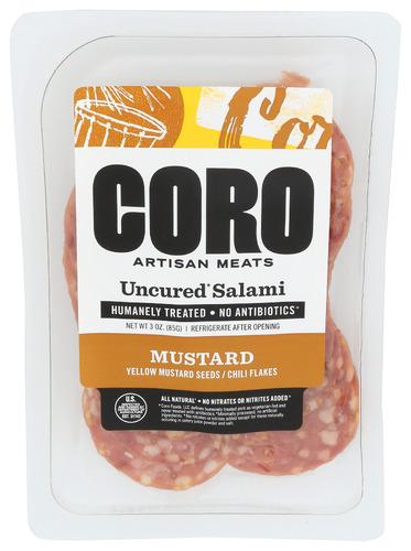 Coro Foods Salami Mustard Uncrd Slc - 3 Oz (12 Units)