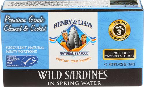 Henry & Lisas Sardine Wild Sprng Wtr - 4.25 Oz (12 Units)