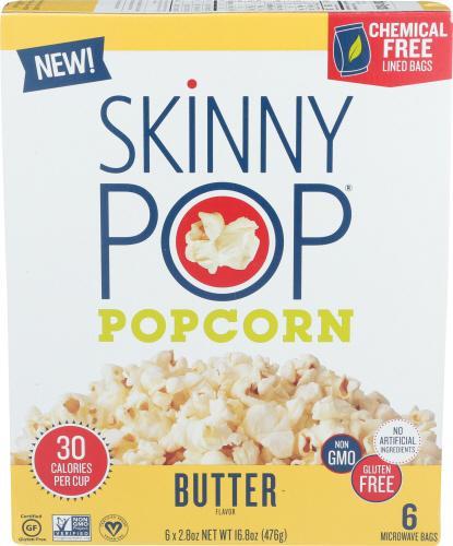 Skinny Pop Popcorn Mcro Bag Butter - 16.8 Oz (6 Units)