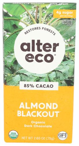Alter Eco Bar Chocolate Blkout Almond - 2.65 Oz (12 Units)
