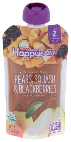 Happy Baby S2 Pear Sqsh Blkbry Organic - 4 Oz (16 Units)