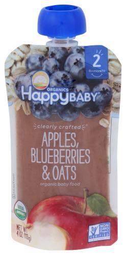 Happy Baby S2 Apple Blbry Oats Organic - 4 Oz (16 Units)