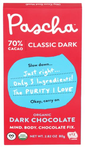 Pascha Chocolate Bar 70 Organic - 2.82 Oz (10 Units)