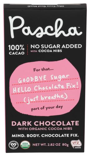 Pascha Chocolate Bar 100Pcnt Cacao Dk - 2.82 Oz (10 Units)
