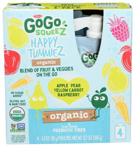 Gogo Squeez Happy Tummiez Ras 4Pk Prb - 12.7 Oz (6 Units)