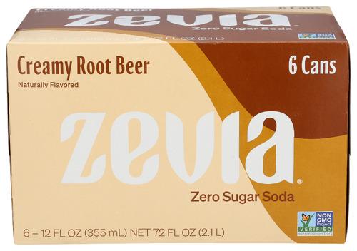 Zevia Soda Zero Creamy Root Beer 6Pk - 72 Fo (4 Units)