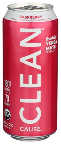 Clean Cause Tea Yrba Mte Sprk Rspbrry - 16 Fo (12 Units)