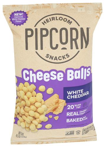 Pipcorn Cheese Balls White Cheddar - 4.5 Oz (12 Units)