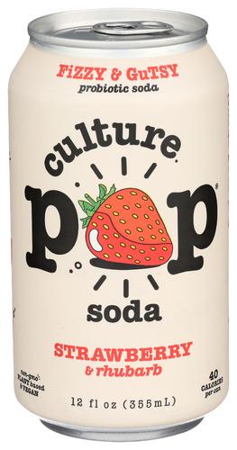 Culture Pop Soda Probiotic Strawberry Rhbrb - 12 Fo (12 Units)