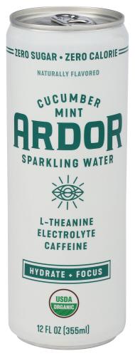 Ardor Organic Inc Sprklng Wtr Cucumber Mint - 12 Fo (12 Units)