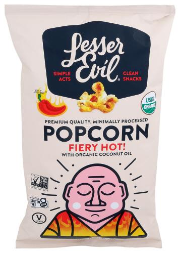 Lesser Evil Popcorn Fiery Hot Organic - 4.6 Oz (12 Units)