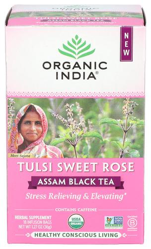 Organic India Tea Blk Asm Tlsi Sweet Rse - 18 Bg (6 Units)
