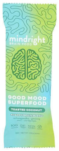 Mindright Bar Infsd Toasted Coconut - 1.76 Oz (12 Units)