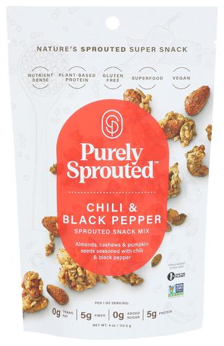 Purely Sprouted Mix Snack Chl Blk Ppr Sp - 4 Oz (6 Units)