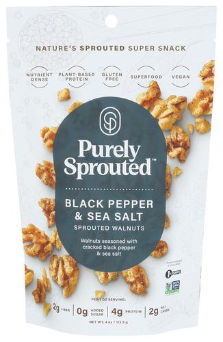 Purely Sprouted Walnuts Blck Ppr Sea Salt - 4 Oz (6 Units)