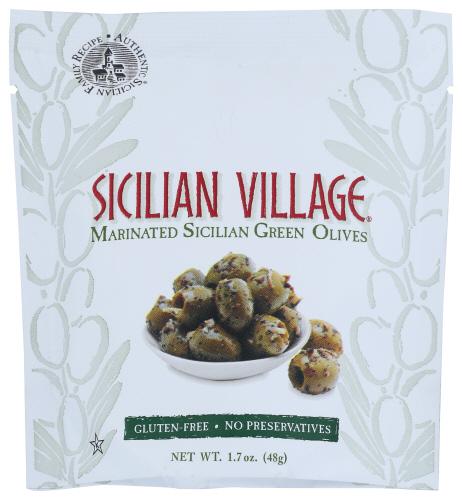 Sicilian Village Olives Green Marinated - 1.7 Oz (10 Units)