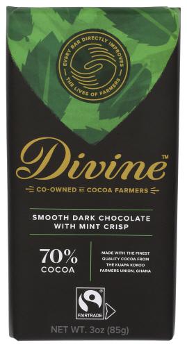 Divine Chocolate Chocolate Bar Drk W Mint Crisp - 3 Oz (12 Units)