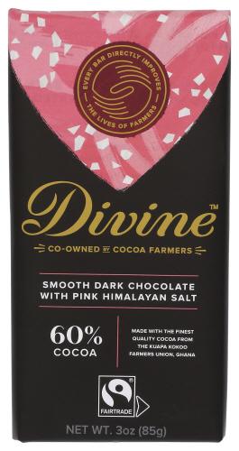 Divine Chocolate Chocolate Bar Drk Pnk Hima Salt - 3 Oz (12 Units)