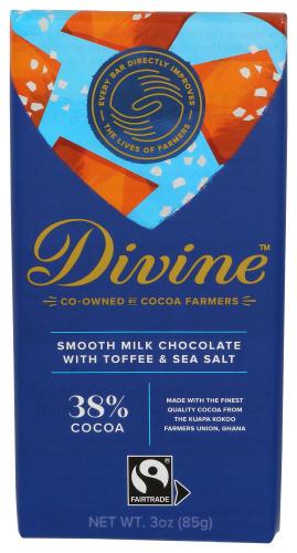Divine Chocolate Chocolate Bar Milk Tffee S Salt - 3 Oz (12 Units)