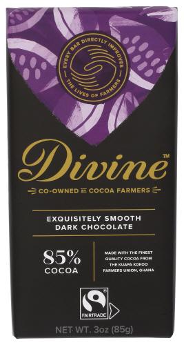 Divine Chocolate Chocolate Bar Dark 85 - 3 Oz (12 Units)