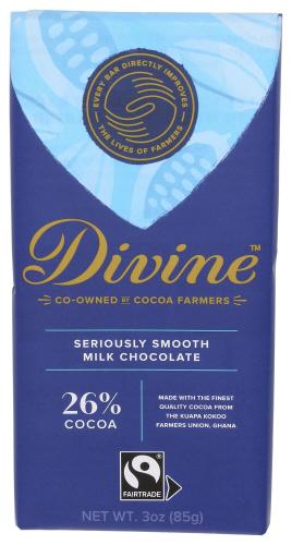Divine Chocolate Chocolate Bar Milk - 3 Oz (12 Units)