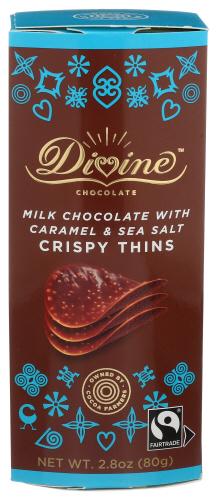 Divine Chocolate Chocolate Thin Milk Caramel Sea Salt - 2.8 Oz (12 Units)