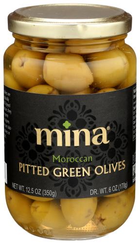 Mina Olives Green Pittd Morocn - 12.5 Oz (6 Units)