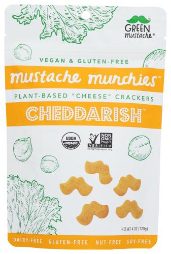 Green Mustache Crackers Cheddarish - 4 Oz (8 Units)