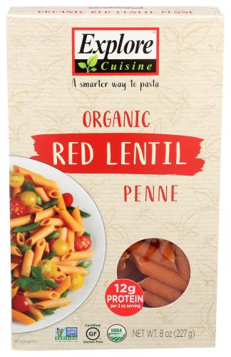 Explore Cuisine Pasta Red Lentil Penne - 8 Oz (6 Units)