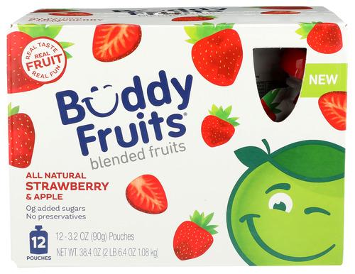 Buddy Fruits Fruit Pch Strw Orig 12Pk - 38.4 Oz (3 Units)