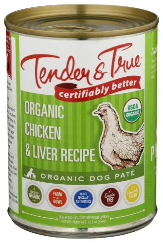 Tender And True Dog Fd Wet Chicken Livr Organic - 12.5 Oz (12 Units)