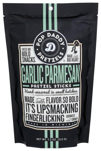 Pop Daddy Popcorn & Pretzels Pretzel Garlic Parmesan - 7.5 Oz (12 Units)