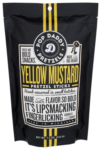 Pop Daddy Popcorn & Pretzels Pretzels Yellow Mustard - 7.5 Oz (12 Units)